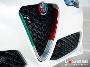 Alfa Romeo Giulia Front V Shield Grill Frame - Carbon Fiber - Italian Theme - Feroce Carbon
